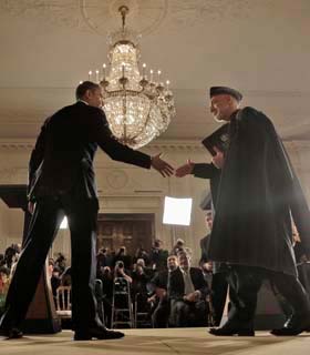 دیدار رییس جمهور کرزی و باراک اوباما در قصر سفید