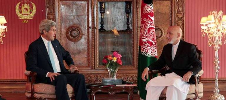 جان کری با کرزی و دو نامزد انتخابات ریاست جهموری افغانستان دیدار کرد