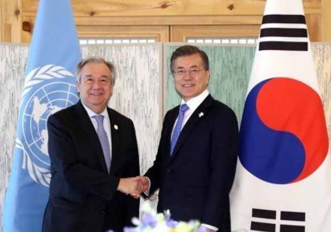 گوترش و رئیس‌جمهوری کوریای جنوبی المپیک زمستانی را سرآغاز صلح جهانی دانستند 