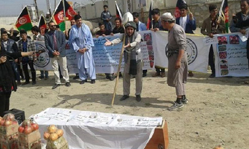 فعالان مدنی تابوت نمادین محصولات زراعتی را دفن کردند