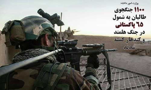 وزارت داخله:  1100 جنگجوی طالبان به شمول 65 پاکستانی در جنگ هلمند و کندهار کشته شدند